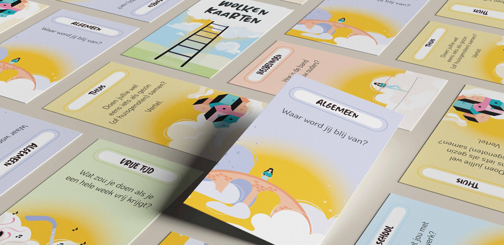 Voorbeeld van diverse wolkenkaarten | Actueelbericht: Met Wolkenkaarten praten leerlingen over moeilijke thuissituaties